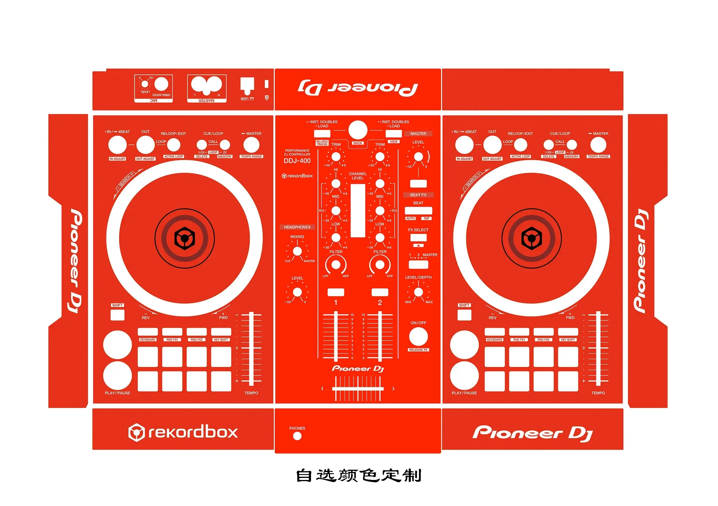 Pioneer DDJ-400 Controller Panel Film. Disk Recorder Colorful Stickers, Customized（Film only, not machine）