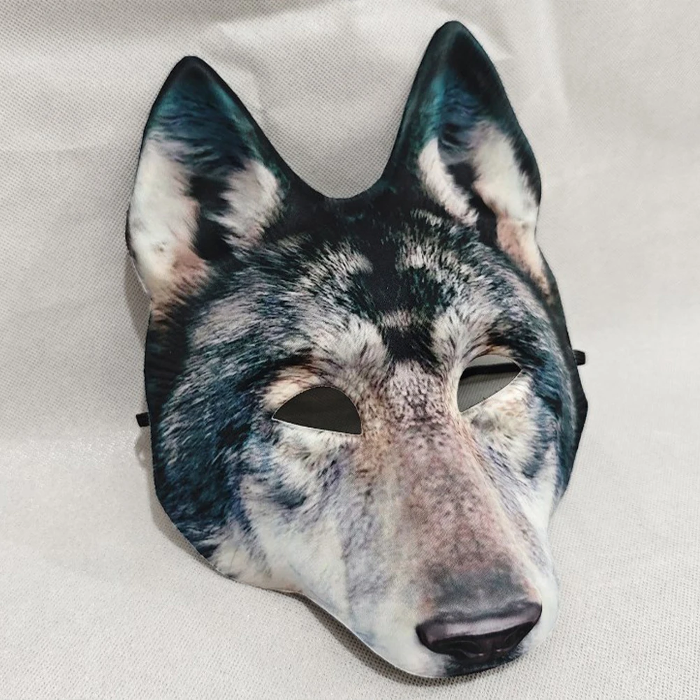 

Wolf Mask Fox Ball Half Face Werewolf 3d Halloween Dress up Dance Animal Grey Scary