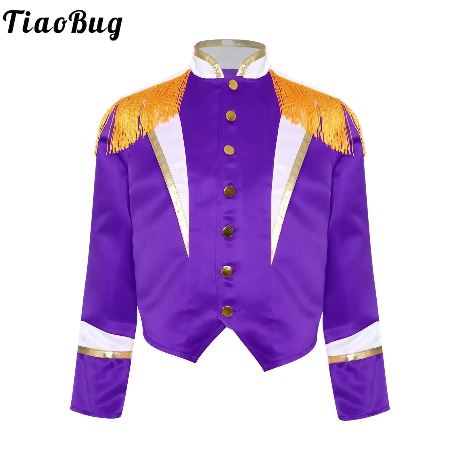 

Kids Halloween Circus Ringmaster Costume Carnival Party Drum Trumpet Marching Band Honor Guard Uniform Tops Tassels Jacket Coat