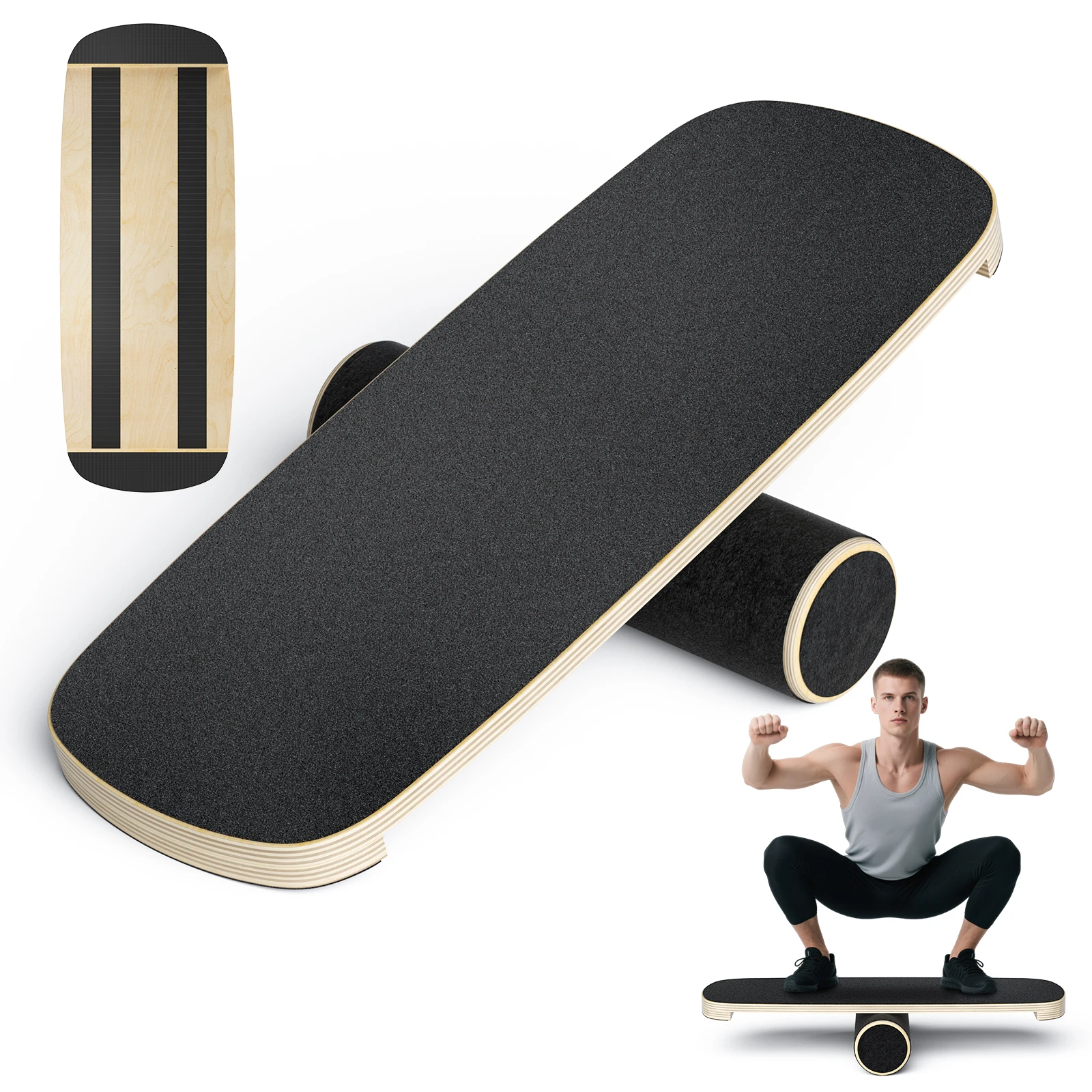 72,5 x 28 x 3,5 cm Balance Board Skateboard Form Surfbrett Balance Board Yoga Training Fitness Platte Biegen Holz
