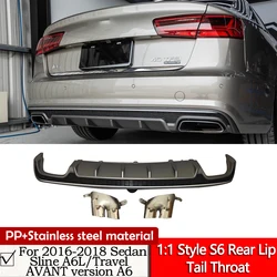 C7 A6 Upgrade 1:1 Style S6 Rear Lip Tail Throat For 2016 to 2018 Sedan Sline A6 Travel AVANT version modified rear diffuser