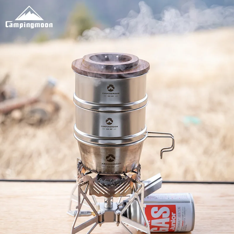 Outdoor Stainless Steel Camping Steamer Campingmoon S362 Cooking Pot Fine Shera Bowl S369