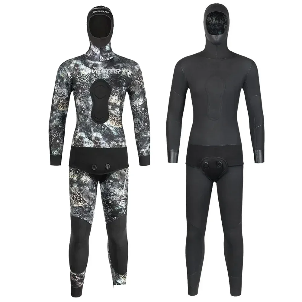 

7mm Wetsuit Spearfishing Open Cell Neoprene Freedive Scauba Diving Hoodie Camouflage Blind Sewing Two Piece