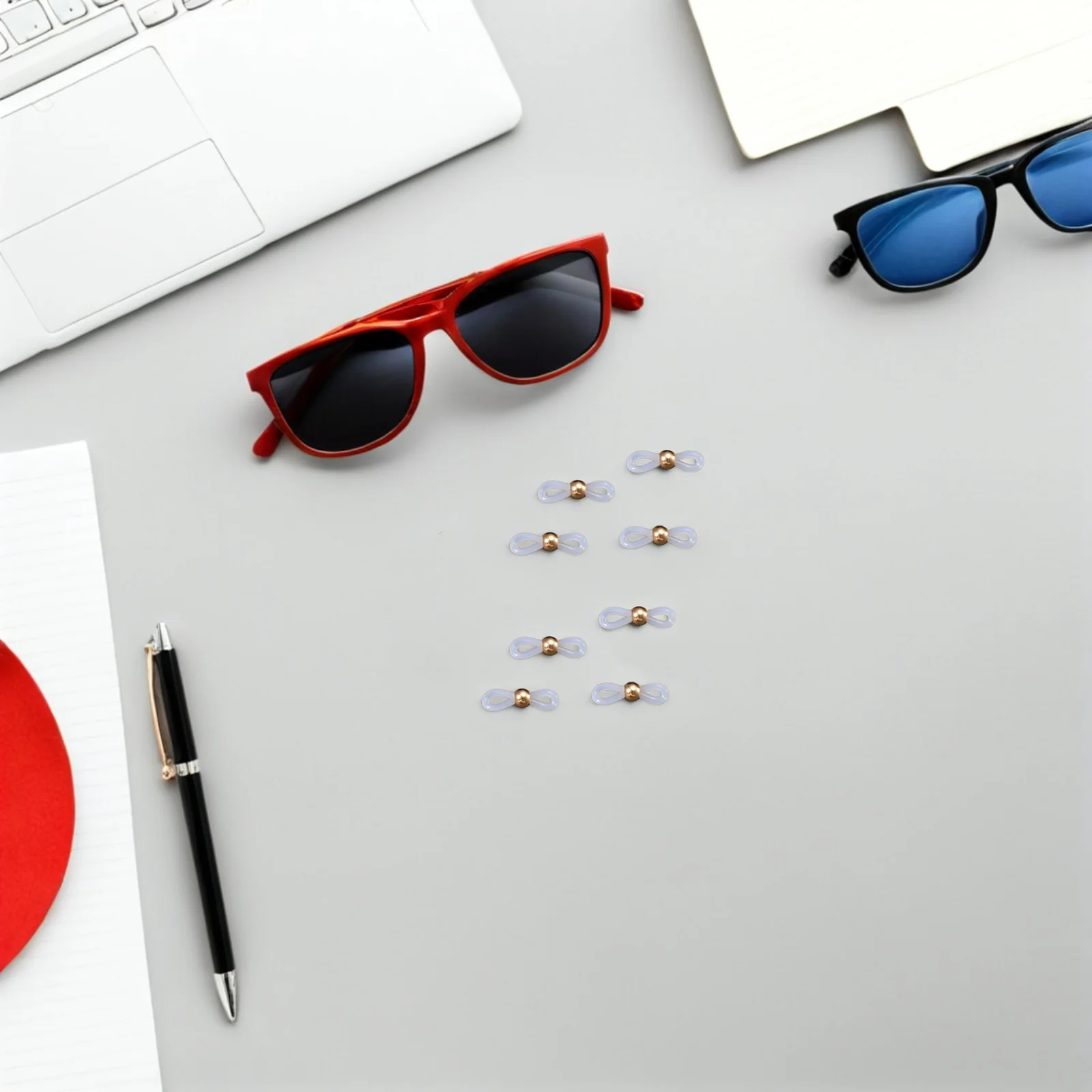 

300pcs Eyeglass Holder Chain Connectors Silicone Ends For Reading Glasses Sunglasses Adjustable Non-Slip Eyewear Retainer