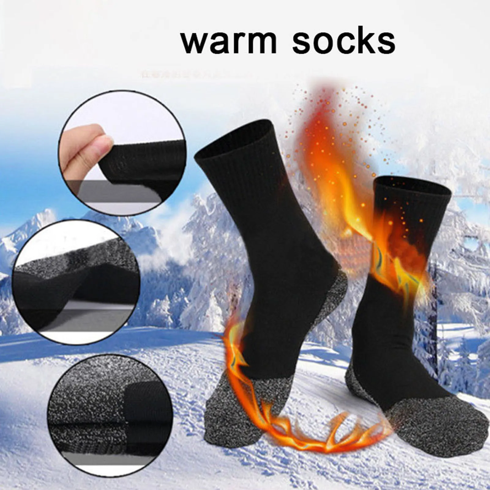 Black Aluminized Fibers Socks Breathable and Warm Keeping Socks for Reducing Moisture and Perspiration