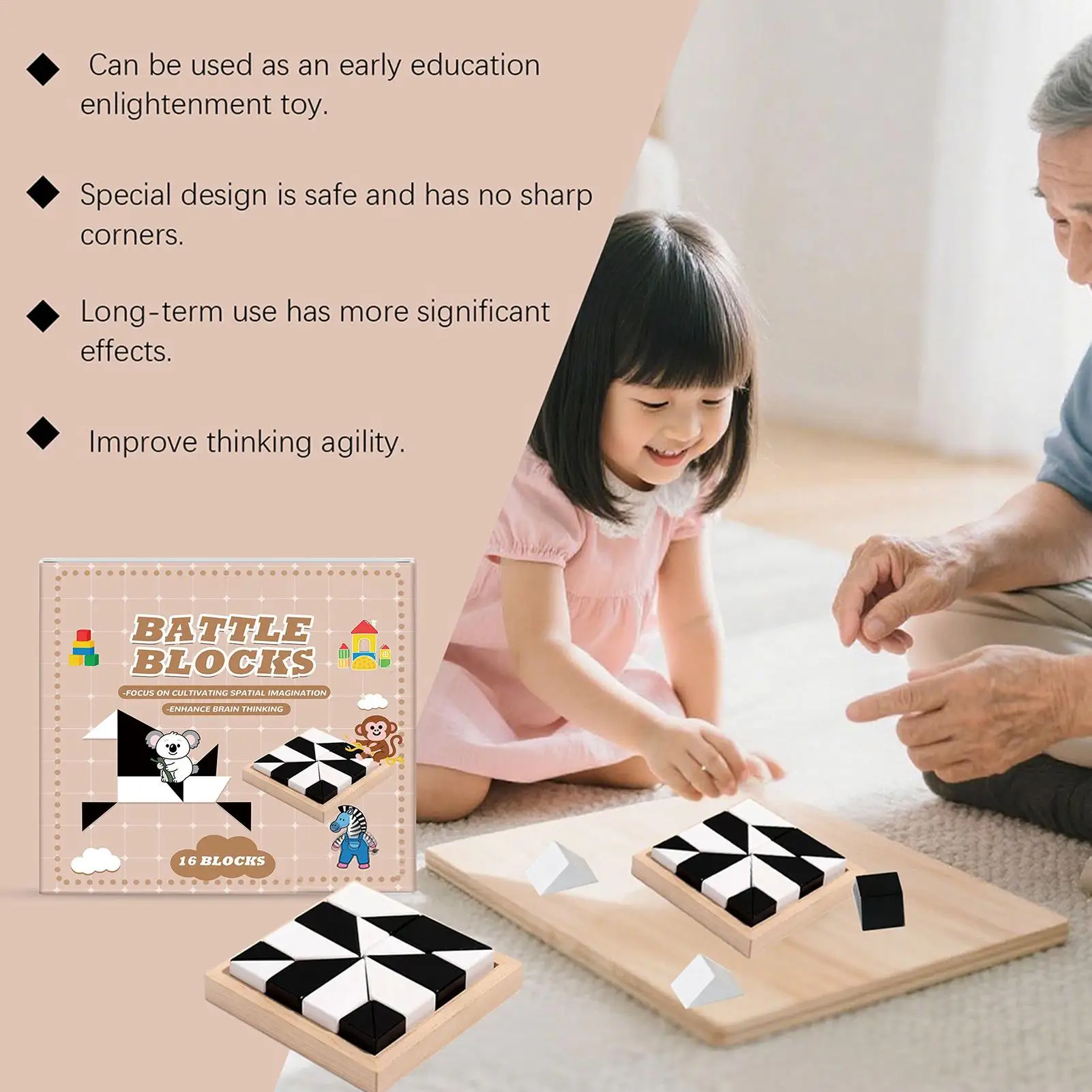 Quebra-cabeças de cérebro, montagem educacional, jogos de provocação de cérebro, educação precoce, brinquedo de treinamento de habilidade lógica para