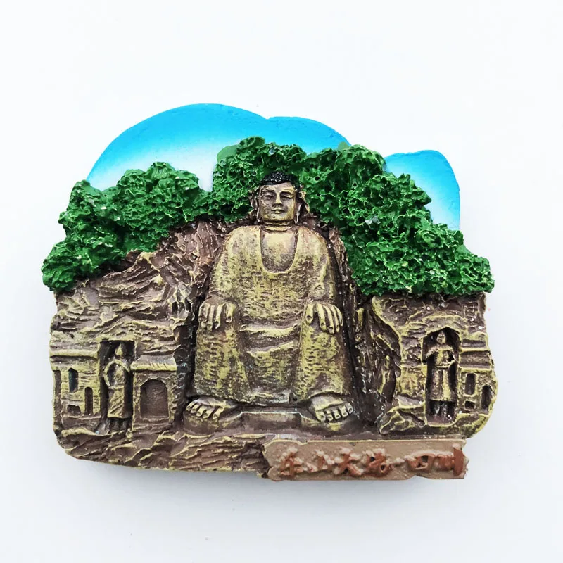 Leshan Giant Buddha in Sichuan Province Fridge Magnet,Creative,Travel,Commemorate,Crafts,3D,Ornaments,Magnetism,Resin Material,R