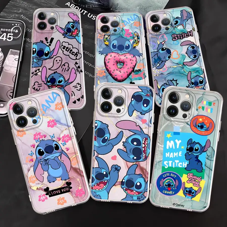 

Disney Stitch Cute Phone Case for Apple iPhone 16e 13 12 11 Pro MAX 7 8 XS 16 15 14 Plus XR Clear Cover