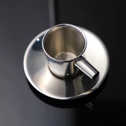 Double Espresso Coffee Cup 304 Stainless Steel Set European Style Tea Cup Small Cup