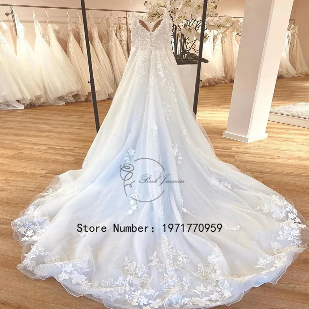 Vestidos de novia blancos con purpurina para Princesa, apliques de tul de alta calidad, elegante vestido de novia con cremallera trasera, 2024