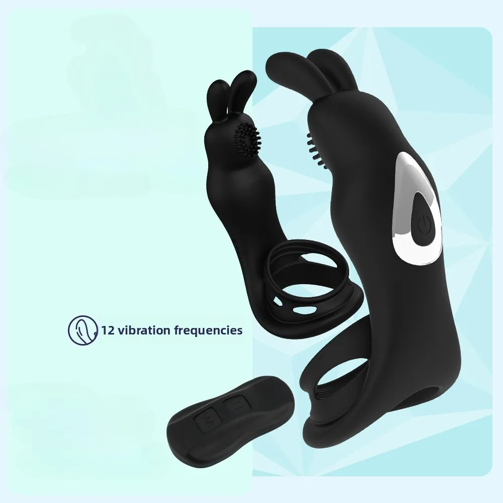 الرجال تأخير متعدد التردد تهتز حلقة سوداء سيليكون ABS التحكم عن بعد زوجين الرنين قفل حلقة لعبة الجنس الكبار