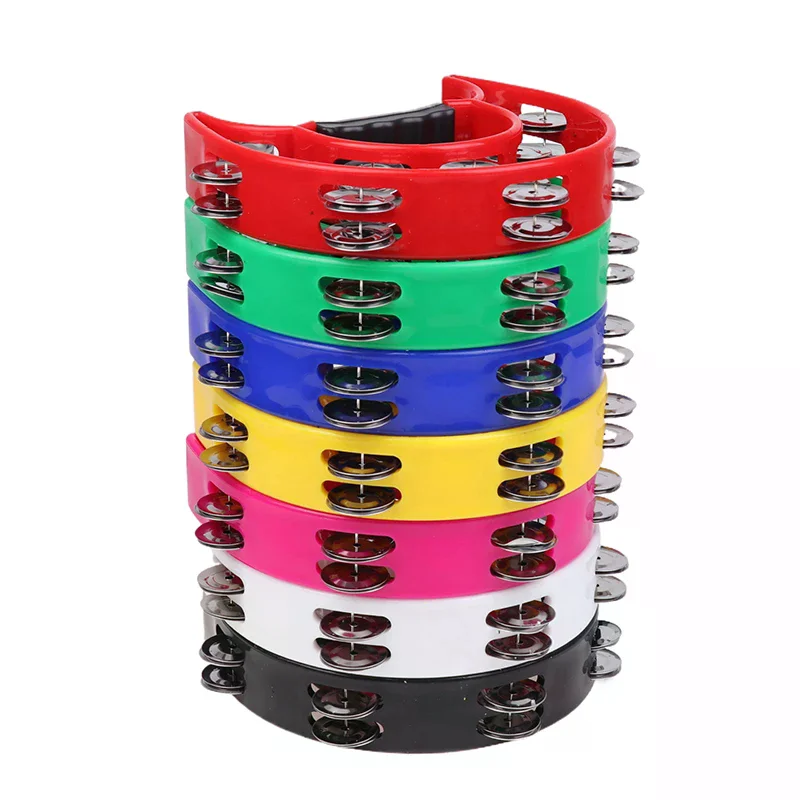 Campana a mano Doppia fila Sonaglio Orff Tamburello Doppio strato Campana a mano Tamburo Strumento a percussione Maniglia Jingle Bell Giocattolo educativo