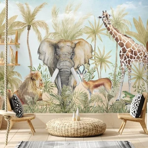 Milofi-Professional 3D grande papel de parede para crianças, floresta nórdica mural, parede de fundo pintados à mão, ilustração animal pequeno 8 principais vendas papel de parede largo - №7