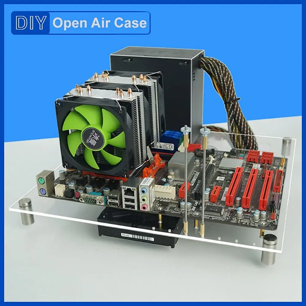 PC Open Chassis Computer Heat Dissipation Case Acrylic MATX Motherboard Test Bench Platform DIY Computer Case, Transparent