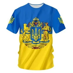 Bandiera ucraina stampa estiva moda nuovi uomini e donne Street Culture Casual Slim Vintage 0-collo manica corta t-shirt top