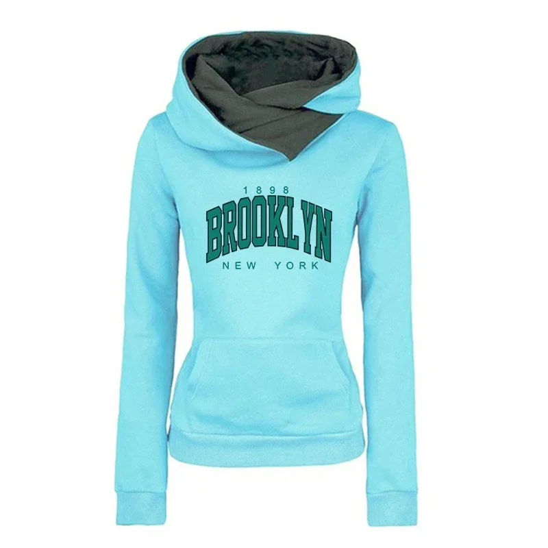 2026 Hot Sale Women's Fashion Brooklyn Hoodies High Quality Ladies Daily Casual Sports Jogging Hooded Sweatshirts Warm Pullover