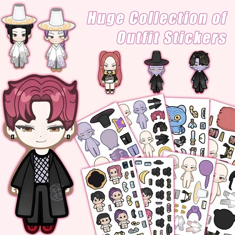 8-delige KPop Demon Hunter-stickers - Leuke Make-A-Face-puzzelstickers, DIY aangepaste stickerpuzzels, educatief speelgoed voor kinderen