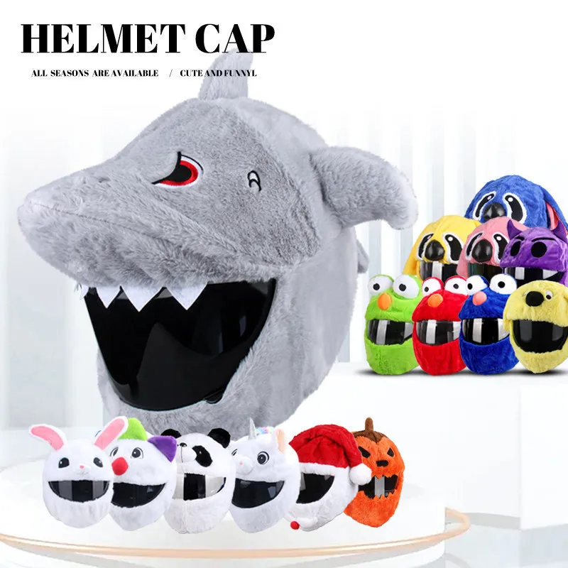 Uchoose Motorcycle Helmet Cover Cartoon Plush Helmets Hat With Crazy Large Flexible Ears Funny Helmet Protective Case For Riding