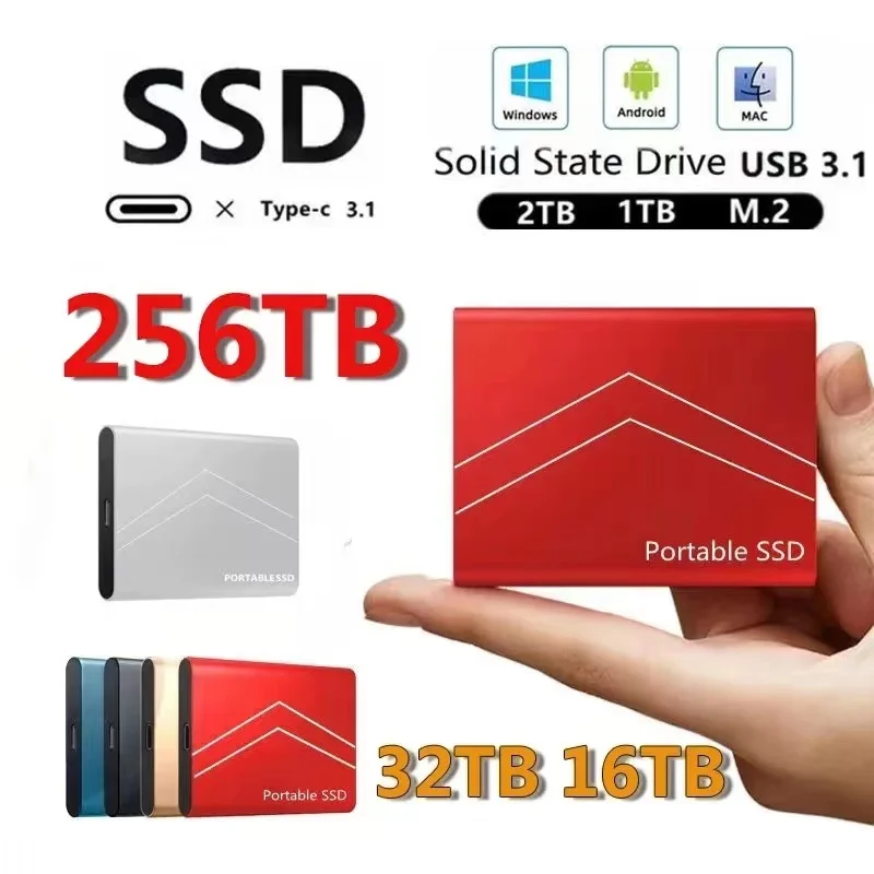 

2024 New Original SSD 1TB External Hard Drive High-Speed Solid-State Disk USB3.1 Type-C HDD Large Storage Hard Drive for Laptop