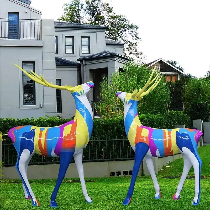 Garden decorations Large animal lawn garden landscape decoration abstract outdoor simulation deer sculpture FRP decoration