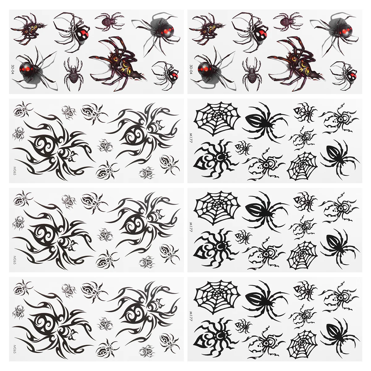 

8 Sheets Halloween Party Supplies Face Tattoos Stickers Temporary Spider Web Spiderweb