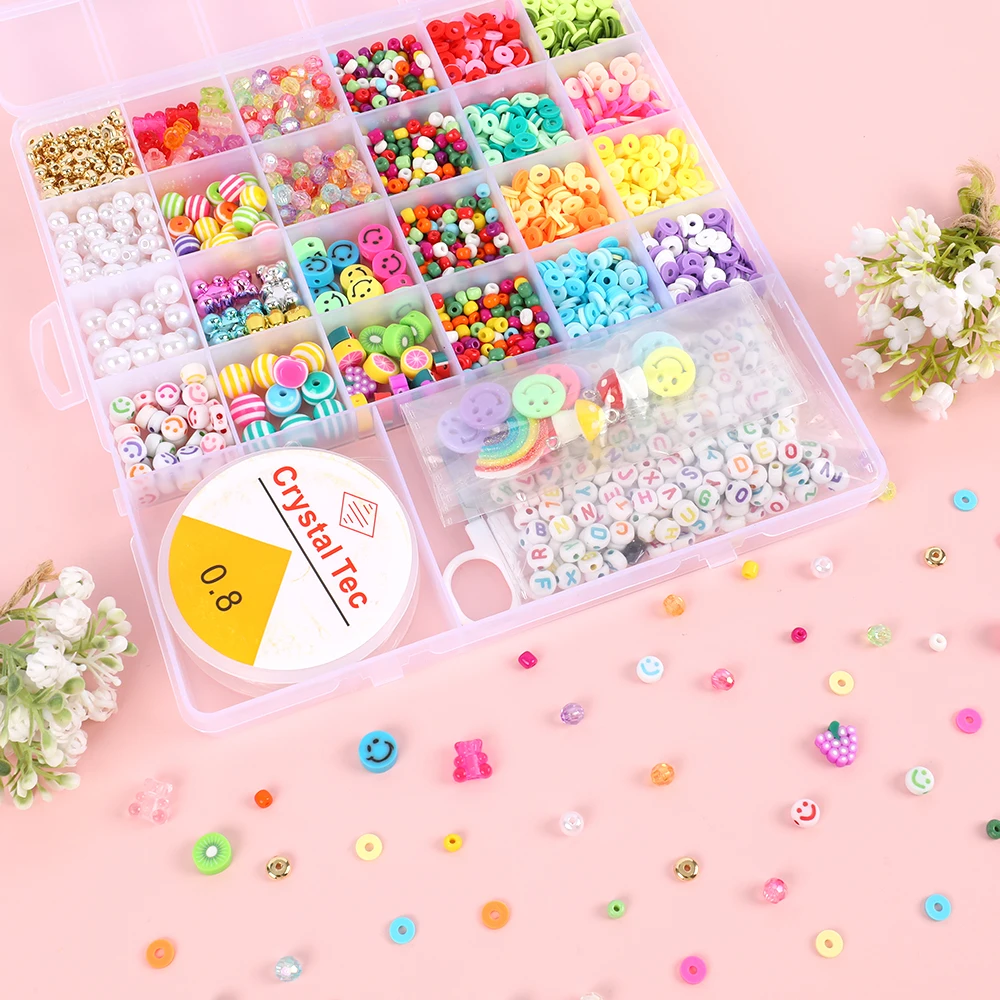 Makersland Beads for Bracelets Complete Kit Clay Seed Letter Beads For Jewelry Making Set Box Diy Jewelry Making Kits For Girls