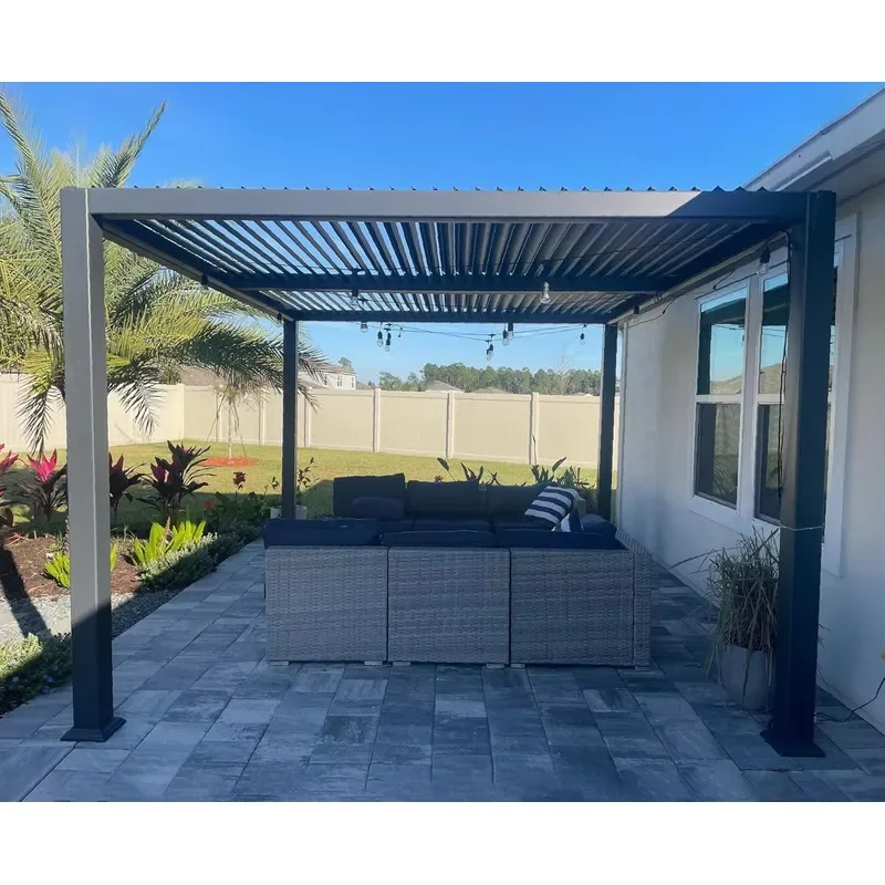 Louvered Pergola 10' X 12' Aluminum Outdoor Pergola with Adjustable Louvers Roof and 70 Mph High Wind Resistant