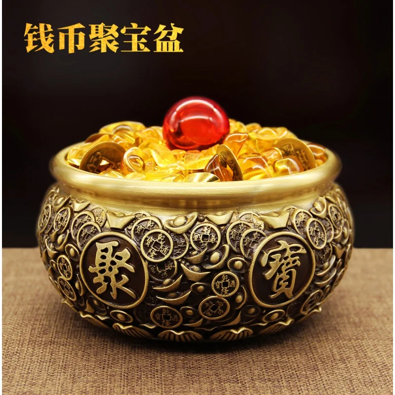 

Brass Creative Copper Basin Coin Cornucopia Home Copper Ware Ingot Basin Decoration Business Personal Gift Wholesale Delivery