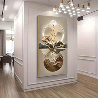 One Piece of Frameless Modern Abstract Wall Art Featuring a Deer And Swimming Fish, Measuring 27.56 by 55.12 Inches (70 by 14