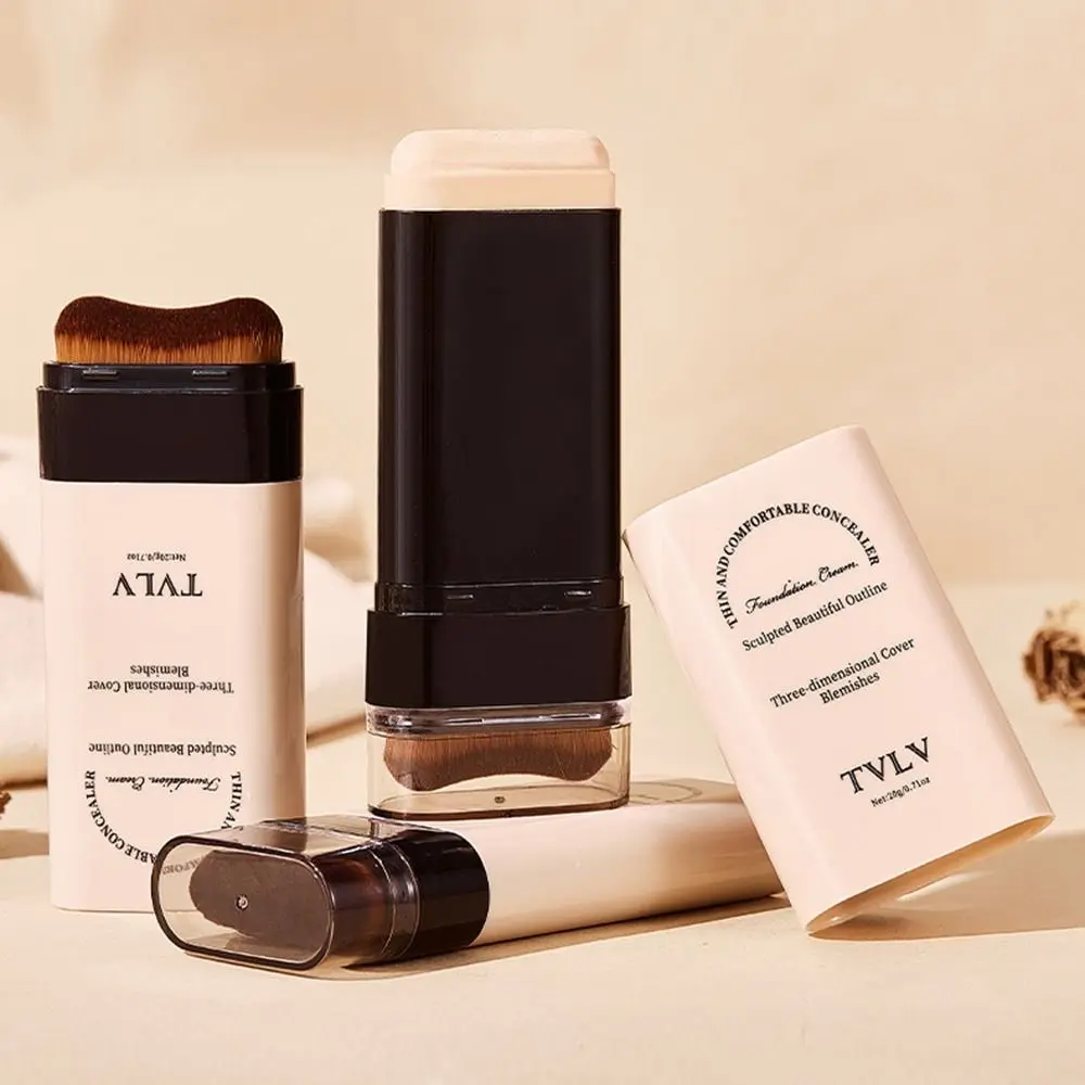 Base en barra de borrador de larga duración con pincel, base líquida que no deja marcas, hidratante, ilumina el tono de la piel