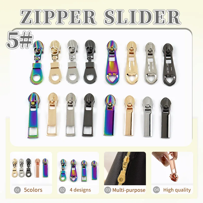 

10Pc Meetee 5# Zipper Puller for Sewing Nylon Zips Tape Bag Backpack Replace Zip Slider Cloth Closure Decor Zippers Repair Kits