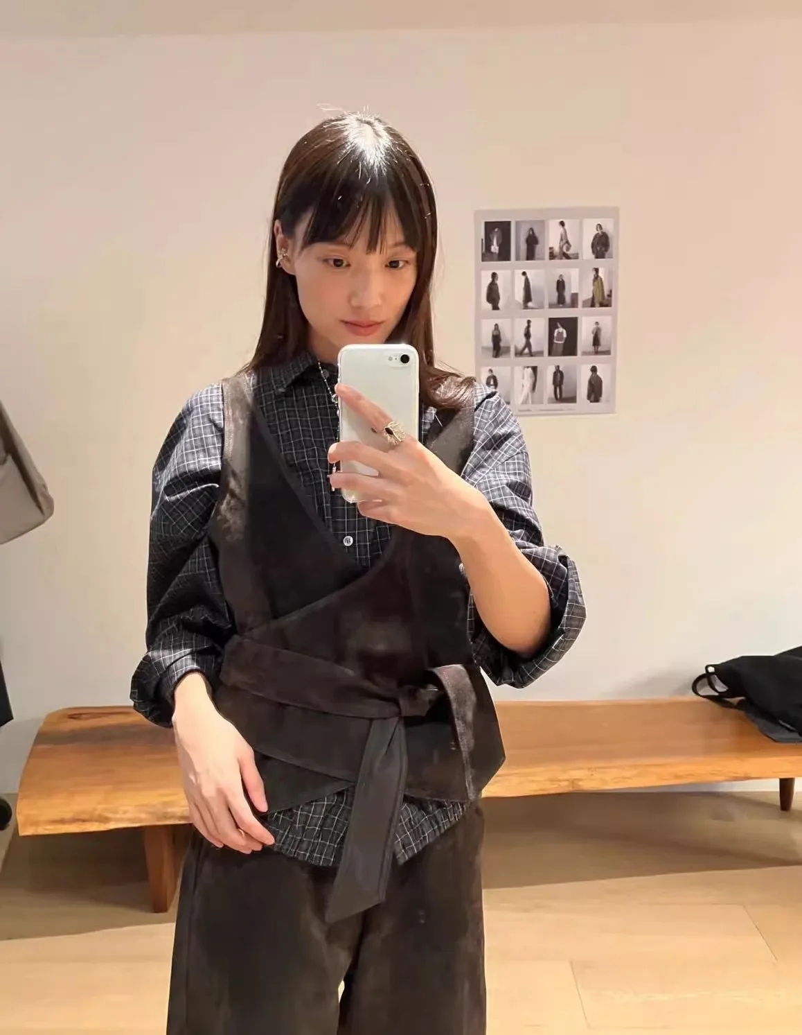 

Ele Plaid Long Sve irt Women's Cotton Pure Comfort Breathable Regular Fit Autumn Winter Collar Button down