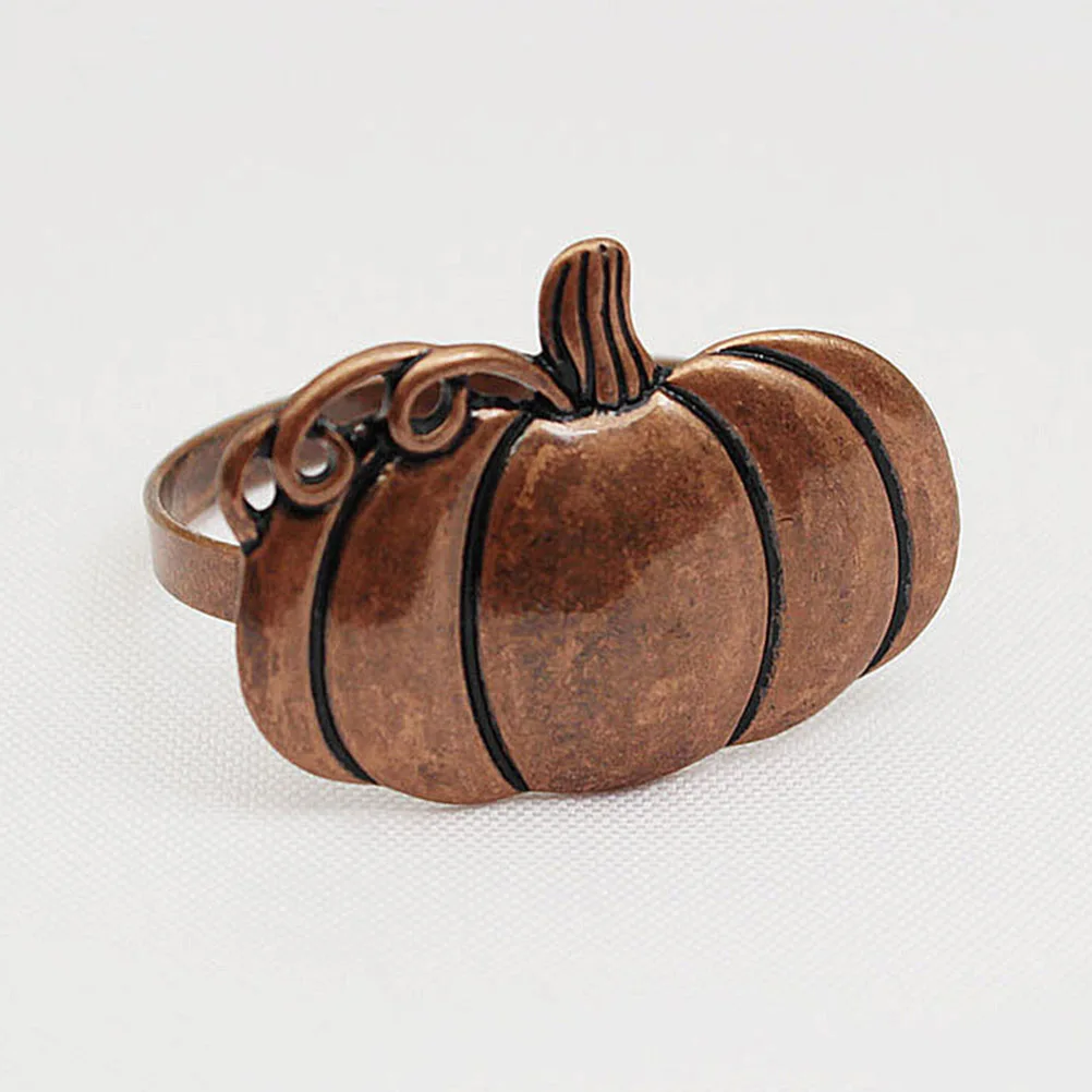 

6 Pcs Pumpkin Napkin Rings Elegant Alloy Decorative Retro Clasps Halloween Party Table Decors Kitchen Bar Accessories