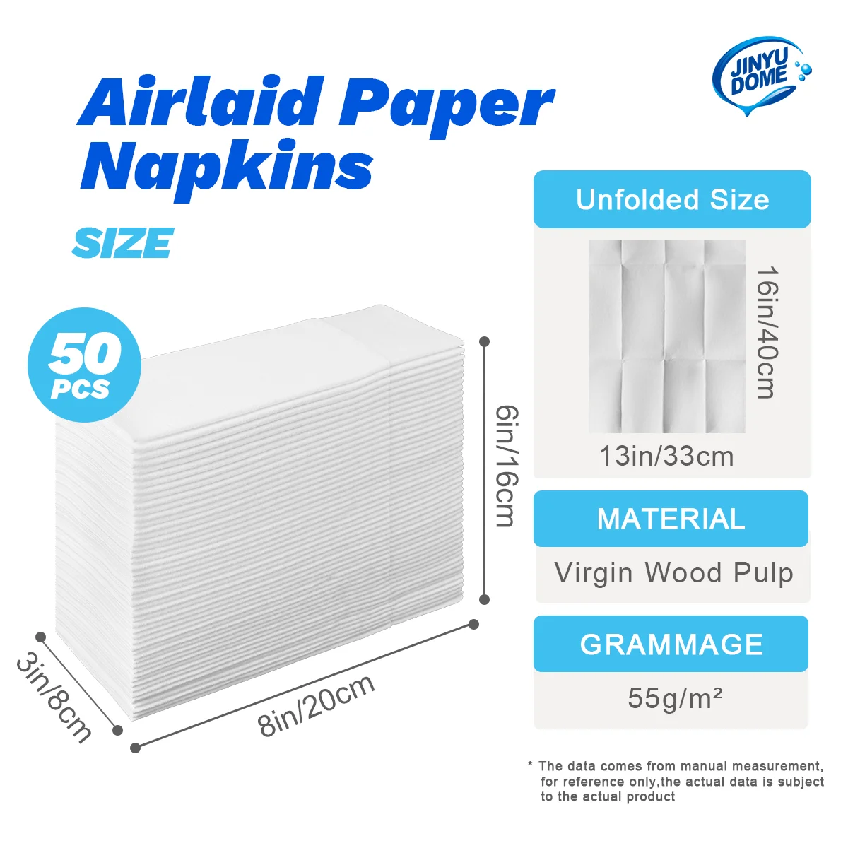 White Disposable Built-in Flatware Pocket Napkins,13x15.75inch,50PCS.Prefoled  Eco-Friendly for Silverware,Wedding, Party,Events