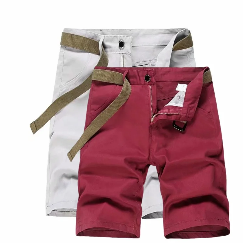 

Летние повседневные прямые брюки-карго для мужчин, красные, больших размеров, модные, молодежные, для активного отдыха, пляжные, рабочие