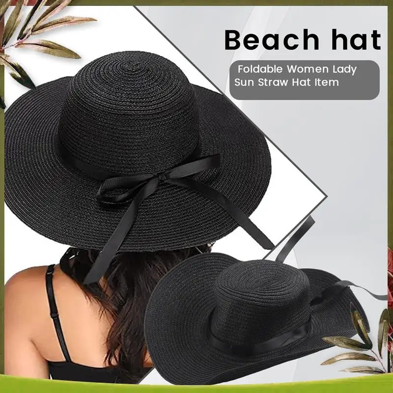 

Reliable-Hot Women's Wide Brim Summer Beach Sun Hat Lady Straw Floppy
