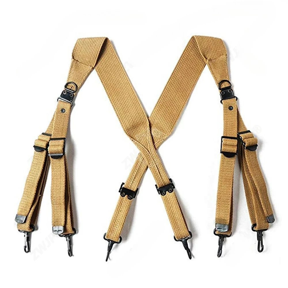 US M1936 X-type Field Suspenders Replica Restore WWII Original Structure and Weaving Details Tough Load-bearing