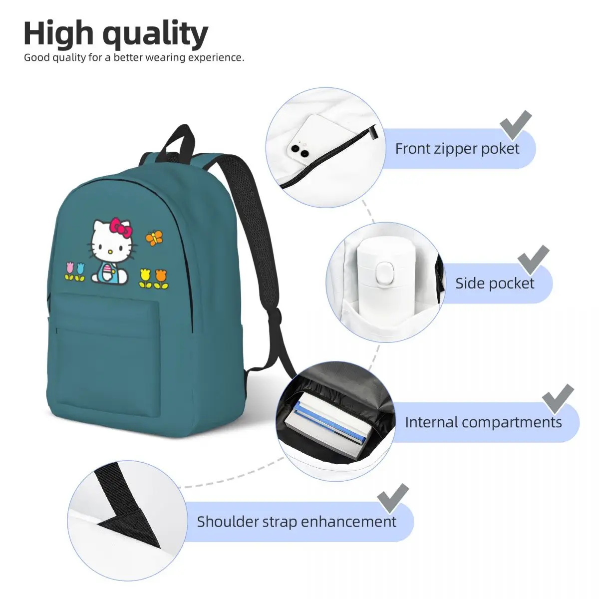 Hello Kitty Tulip para hombres mujeres estudiante escuela mochila mochila primaria secundaria regalo