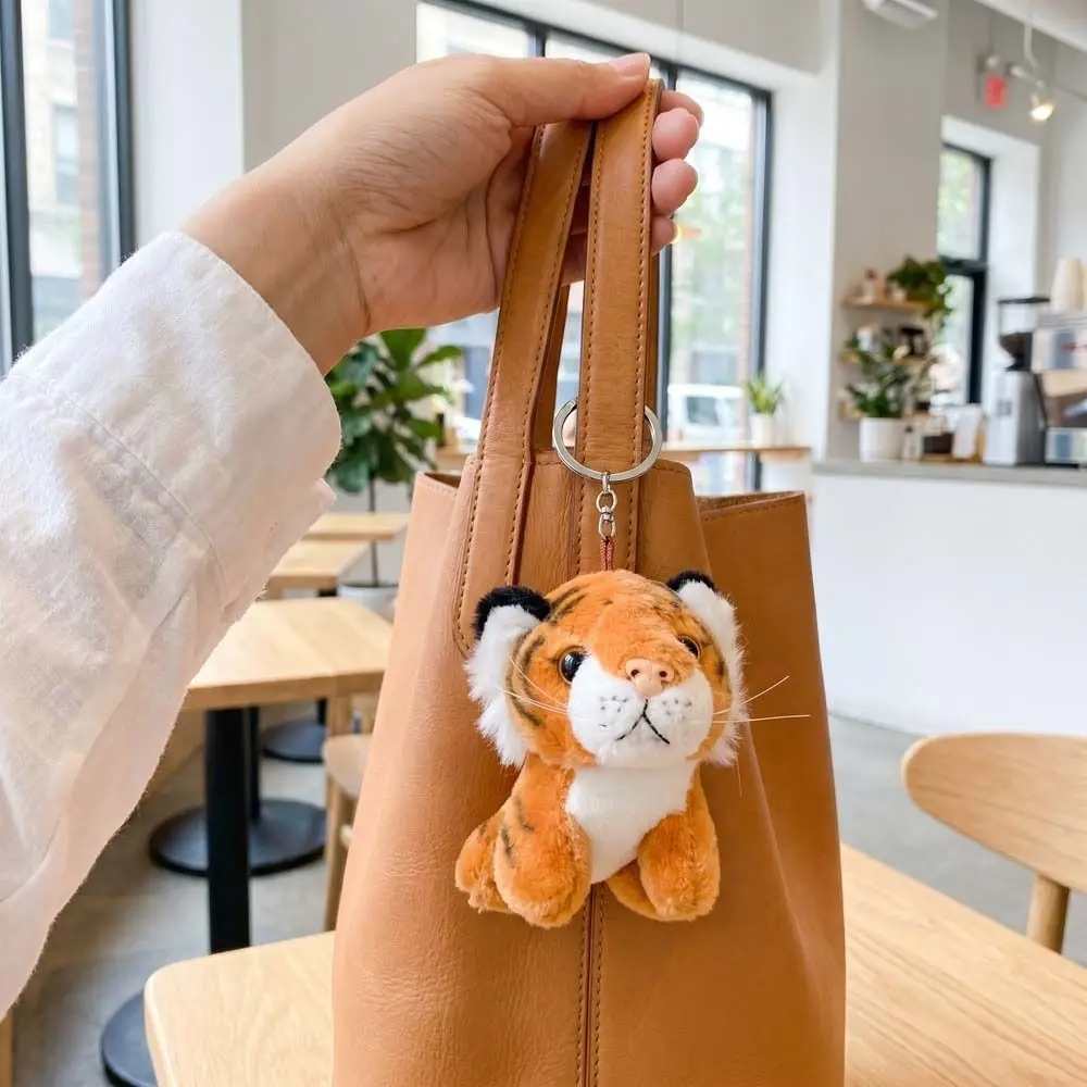 Cute Design Stuffed Keychain Tiger Keychain Fluffy Collection Tiger Keychain 12cm Soft Tiger Car Pendant