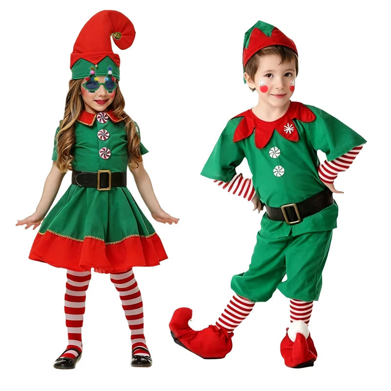 Christmas Kids Clothes Santa Claus Costume Girl's Cosplay Dress Xmas Suit Jumpsuit Outfit for Boys Girls Carnival Party Gift