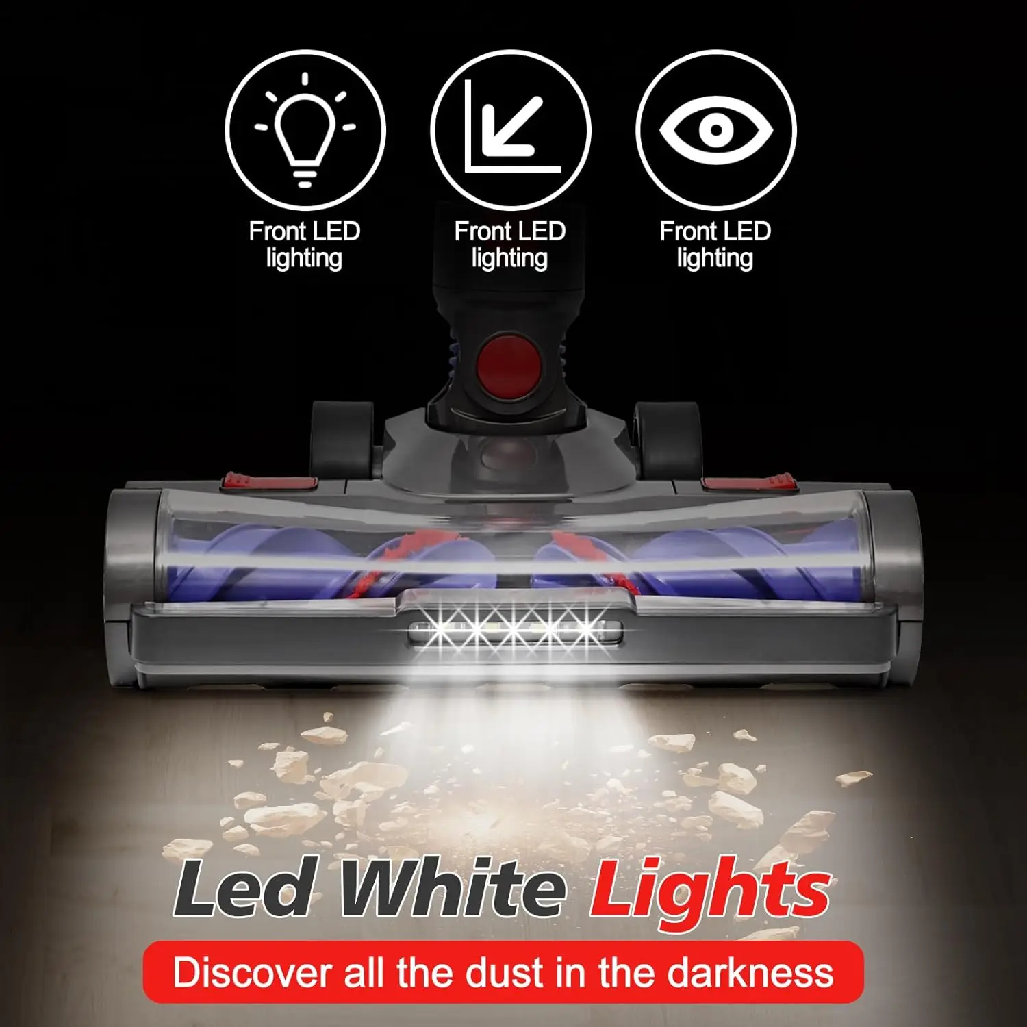 ل دايسون V8 V7 V10 V11 V15 المكانس الكهربائية مع بكرات كبيرة مرنة مع المصابيح الأمامية LED فرشاة نظافة رئيس استبدال أجزاء