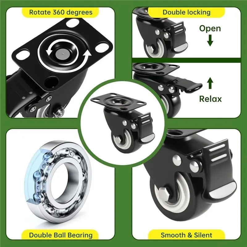 【Big deal】Wheels For Furniture, Cart, Workbench-Set Of 4- 2