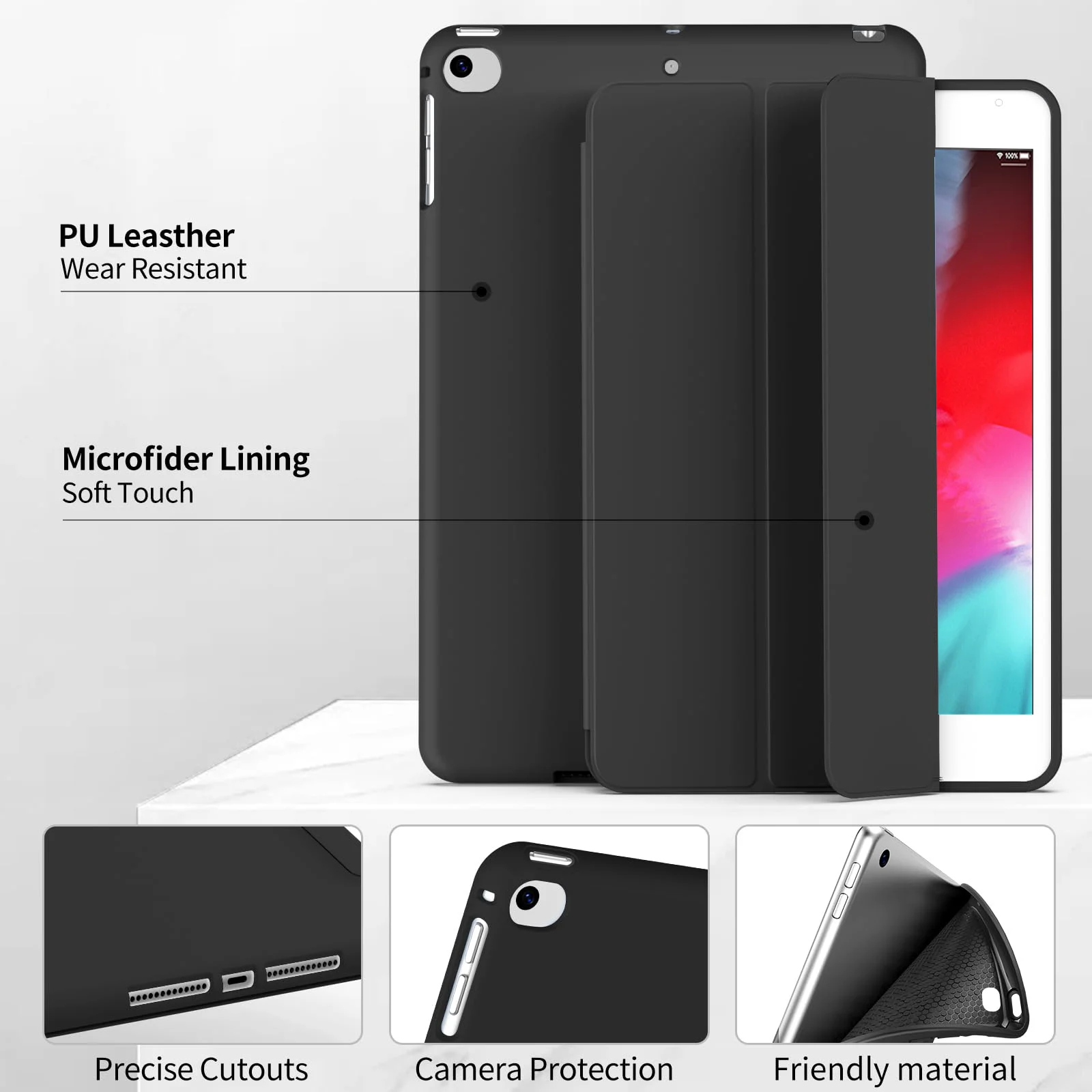 Case for iPad mini 1 2 3 4 5 7.9-inch PU Leather Magnetic Flip Smart Cover for iPad mini 1/2/3/4/5 Soft Silicone Back Shell
