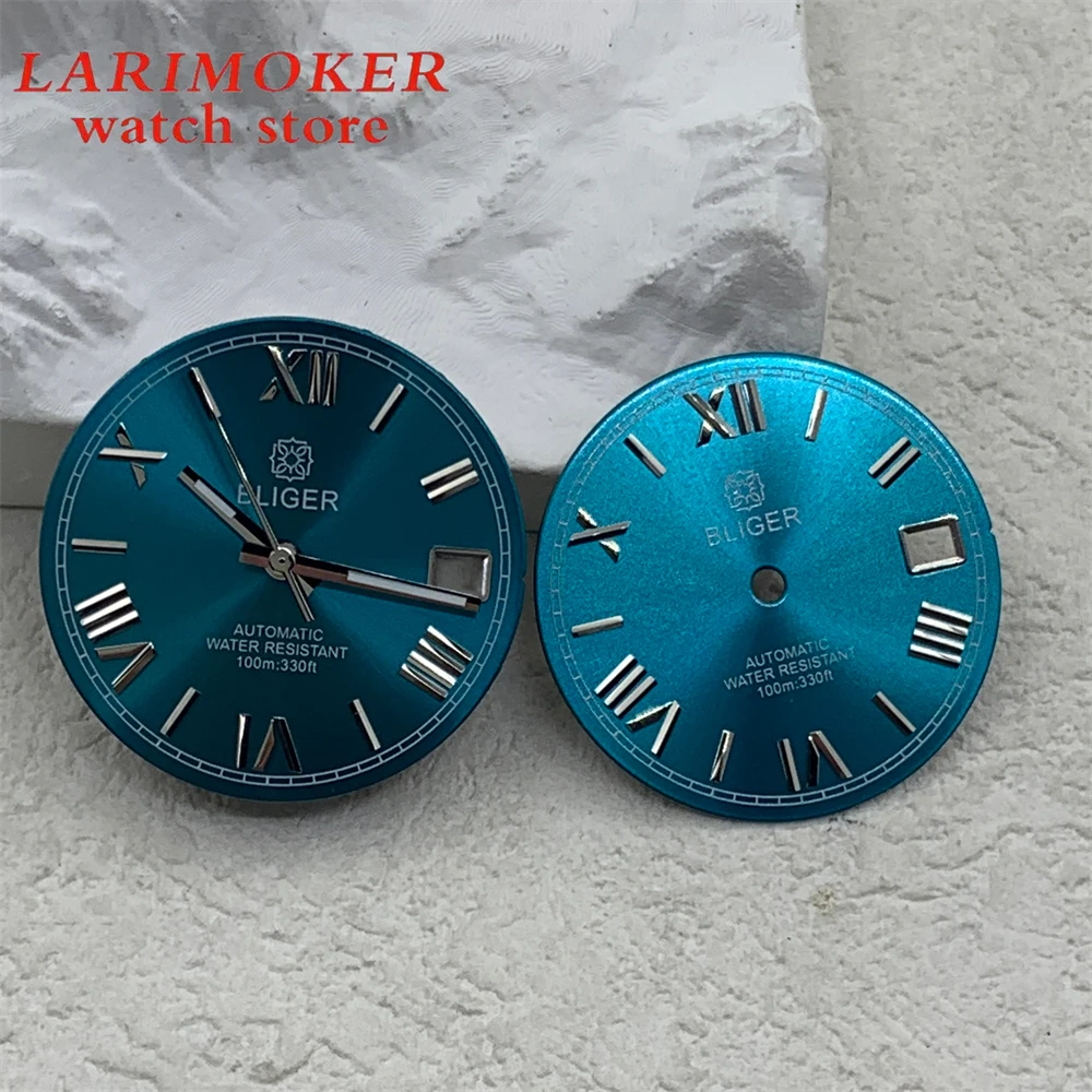 BLIGER 29mm blue Sun dial, Roman numeral dial for NH35 NH36 movement watch modification accessories