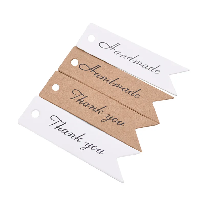 100pcs Thank You Small Label Kraft Paper Tag Vintage Baked DIY Jewelry Materials Blank Hanging Tag Bookmark Gift Card TMZ