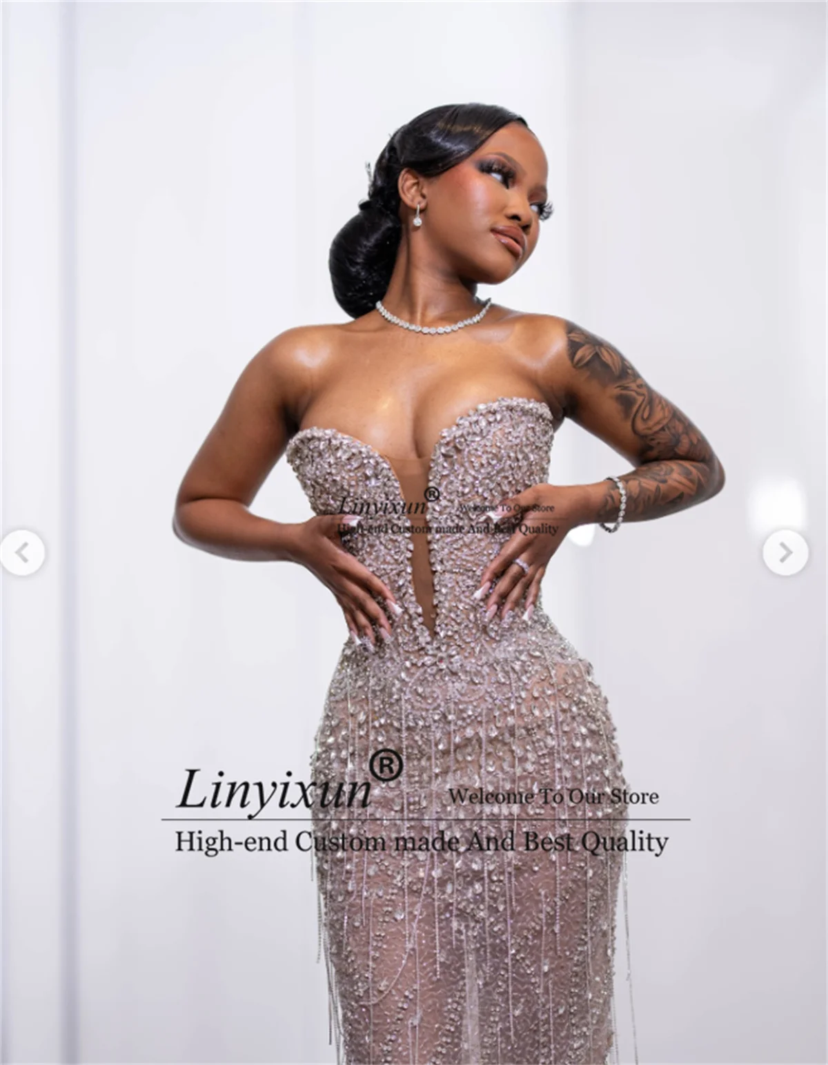 아프리카 라인스톤 크리스탈 머메이드 댄스 파티 드레스 정장 아소 에비 웨딩 파티 드레스 맞춤형 블랙 소녀 이브닝 갈라 가운