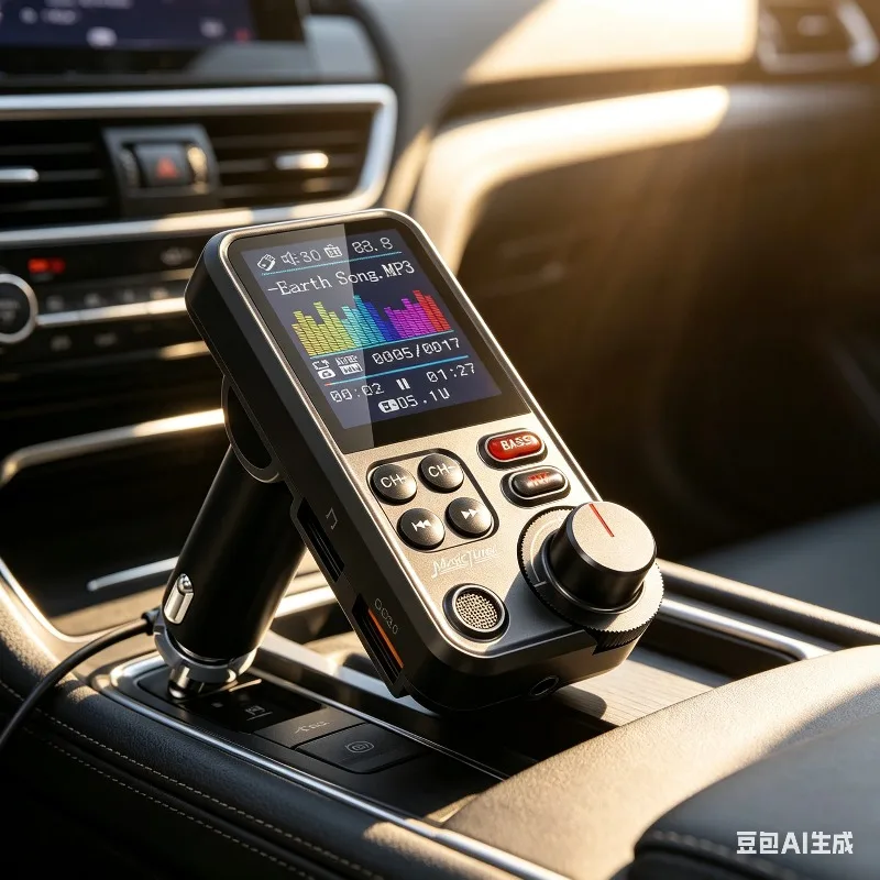 Transmetteur FM audio pour voiture 1,8 pouces, Bluetooth sans fil, charge QC3.0, lecteur de musique avec réglage des aigus et des basses