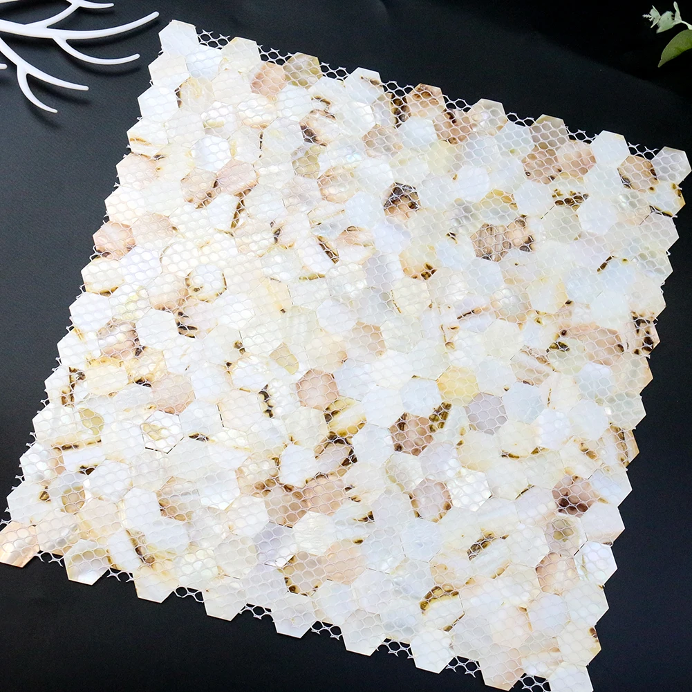 30x30cm Natural Shell Stitching Mosaic Tile Sticker Home Wall Kitchen Bathroom DIY Tiles Fish Scale Sheet Decor Accessories