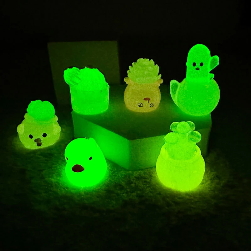 Luminous Cactus Potted Ornament Micro Landscape Ornaments Miniature Crafts Dollhouse Decor Toy Surprise Box Accessory Car Decor