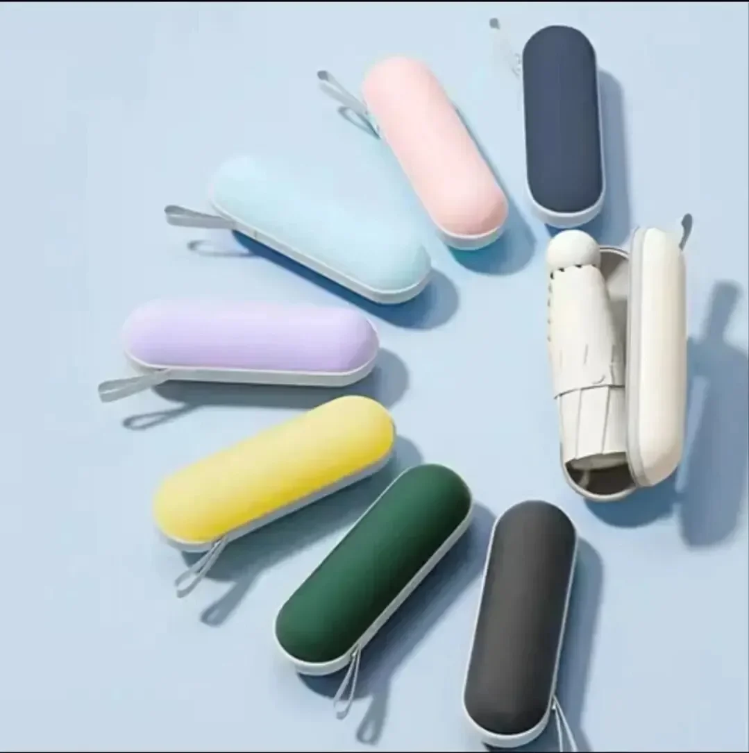 Solid Color Portable Capsule Umbrella Dual Use Sunshade And Rain Protection for Women Small Size Amagi